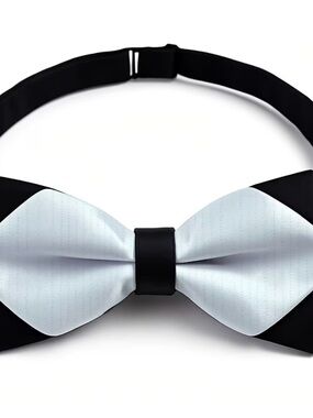 Classic Black & Ice Blue White Bow Tie